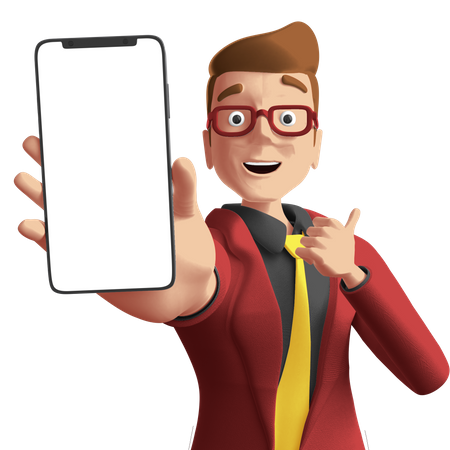 Businessman Showing Smartphone  3D Illustration