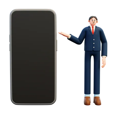 Businessman showing smartphone  3D Illustration