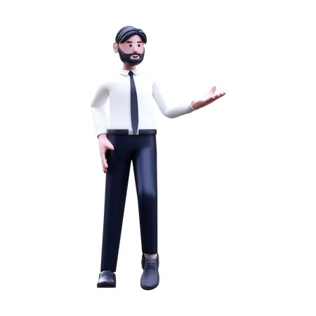 Businessman Showing Something  3D Illustration