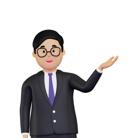 Businessman showing something  3D Icon