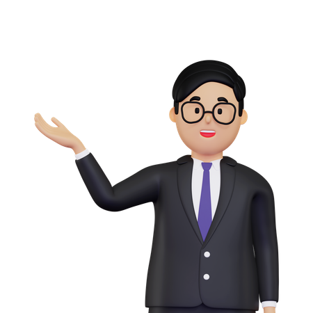 Businessman showing something  3D Icon