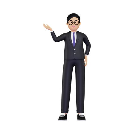 Businessman showing something  3D Icon