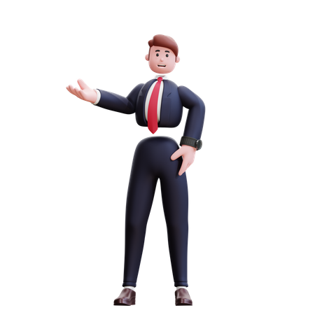 Businessman showing something  3D Icon