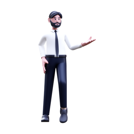 Businessman Showing Something  3D Illustration