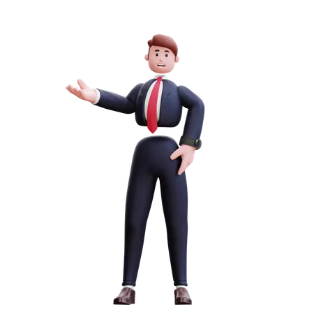 Businessman showing something  3D Illustration