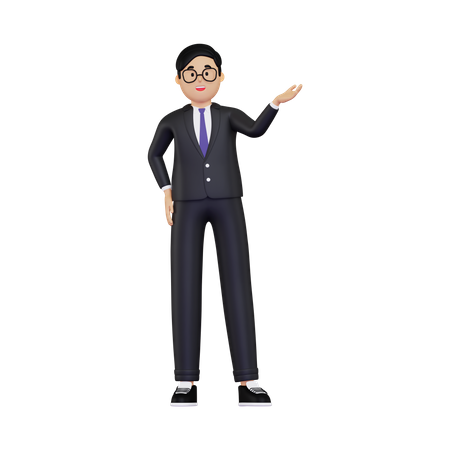 Businessman showing something  3D Illustration