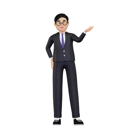 Businessman showing something  3D Illustration