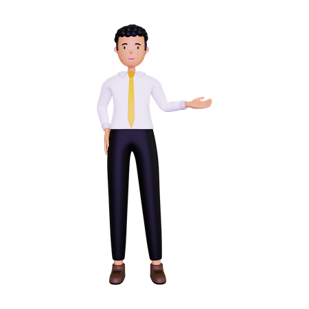 Businessman showing something  3D Illustration