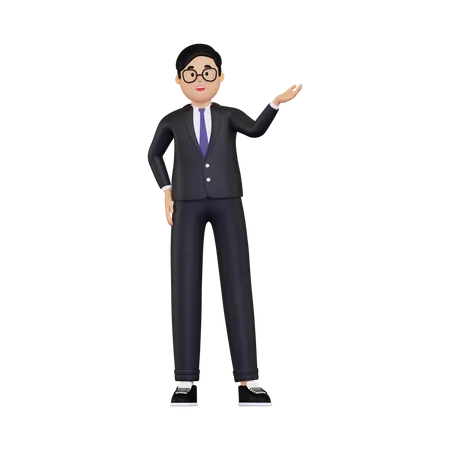 Businessman showing something 3D Illustration