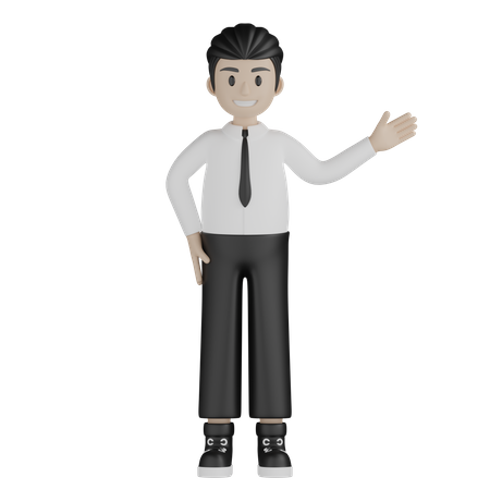 Businessman showing something at right 3D Illustration