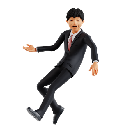 Businessman Showing Something Left  3D Illustration