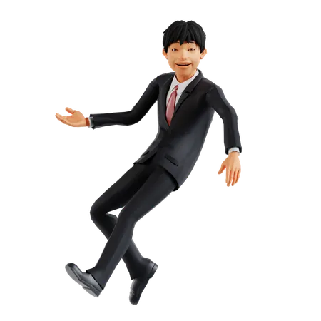 Businessman Showing Something Left  3D Illustration