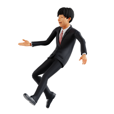 Businessman Showing Something Left  3D Illustration