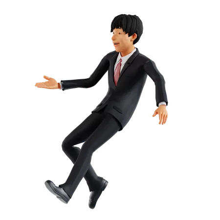 Businessman Showing Something Left  3D Illustration