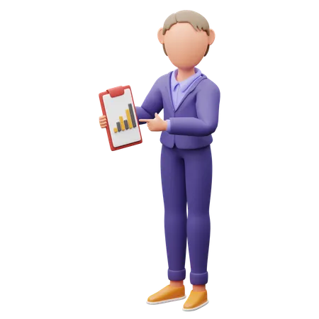 Businessman Showing Statistic Report  3D Illustration