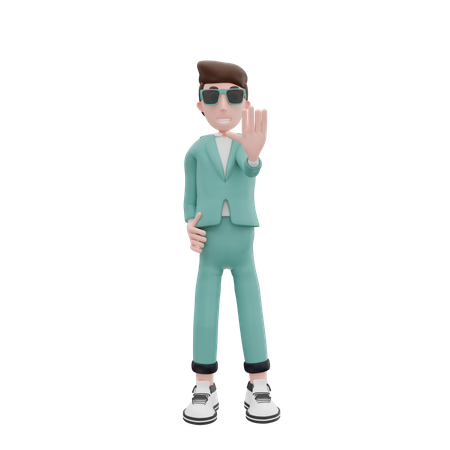 Businessman showing stop gesture  3D Icon