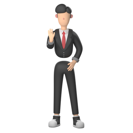 Businessman Showing Stop Gesture  3D Icon