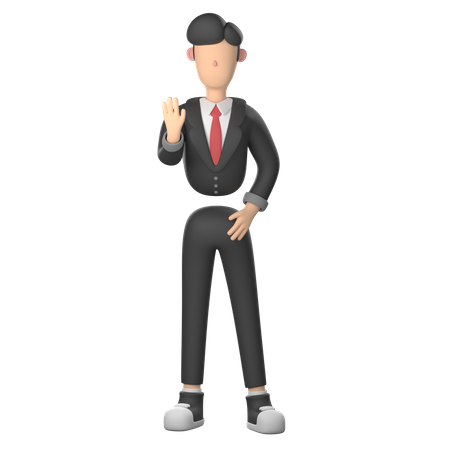 Businessman Showing Stop Gesture  3D Illustration