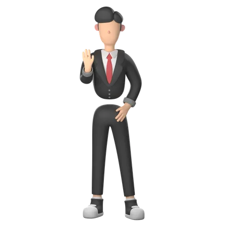 Businessman Showing Stop Gesture  3D Illustration