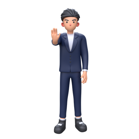 Businessman showing stop gesture  3D Illustration