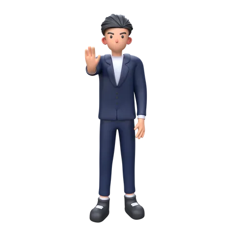 Businessman showing stop gesture  3D Illustration