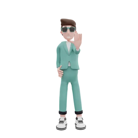 3 D Rendering Businessman Is Stopping Pose 3D Illustration