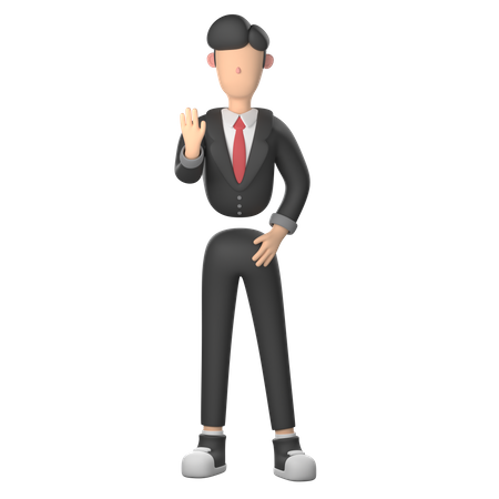 Businessman Showing Stop Gesture 3D Illustration