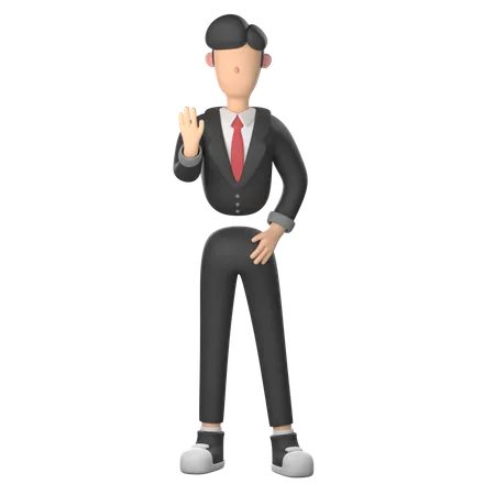 Businessman Showing Stop Gesture 3 D Character Illustration 3D Illustration