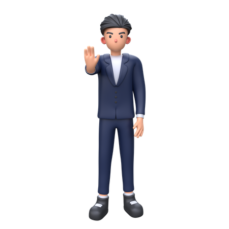 Businessman showing stop gesture  3D Illustration