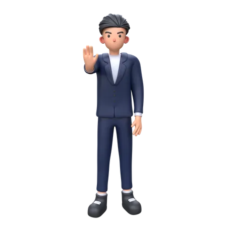 Young Businessman Showing Stop Gesture 3 D Illustration 3D Illustration