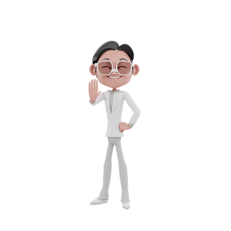 Businessman showing stop hand gesture  3D Icon