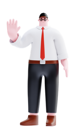 Businessman showing stop sign  3D Icon