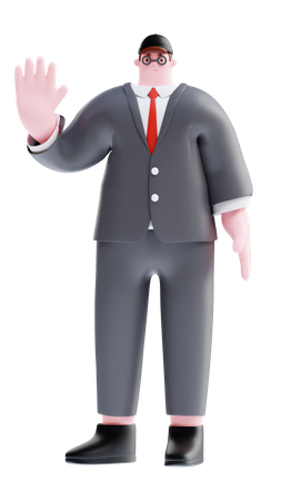 Businessman showing stop sign  3D Icon