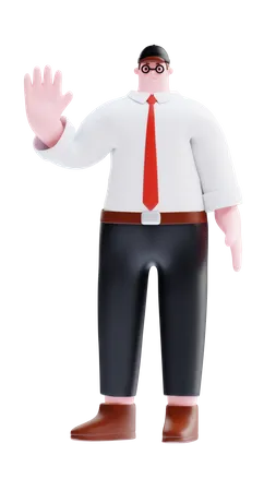 Businessman showing stop sign  3D Illustration