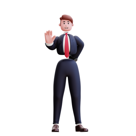 Businessman showing stop sign  3D Illustration