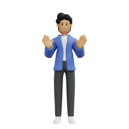 Businessman showing stop signal  3D Icon