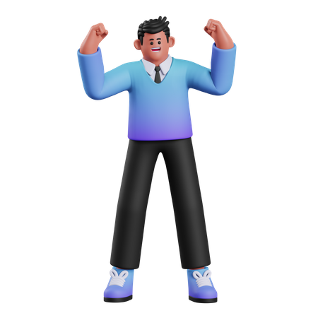 Businessman Showing Strong Arm  3D Illustration