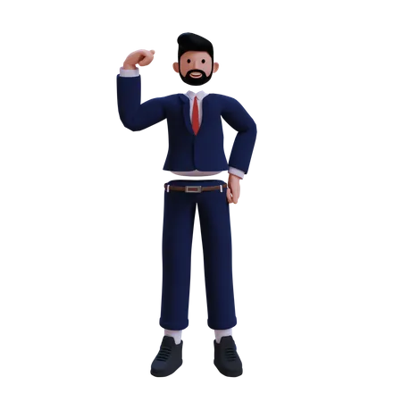 Businessman showing strong arm  3D Illustration
