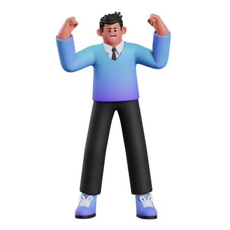 Businessman Showing Strong Arm  3D Illustration