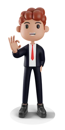 Businessman showing super gesture  3D Illustration