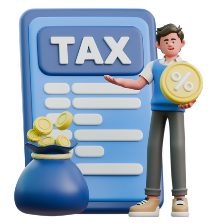 Businessman Showing Tax Paper  3D Icon