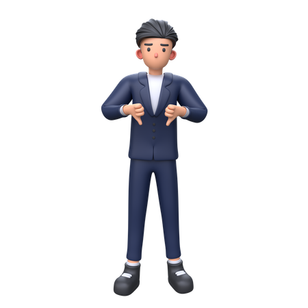 Businessman showing thumbs down gesture  3D Illustration