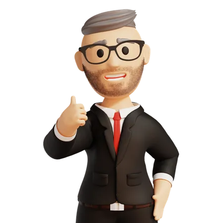 Businessman showing thumbs up  3D Illustration