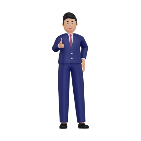 Businessman showing thumbs up  3D Illustration