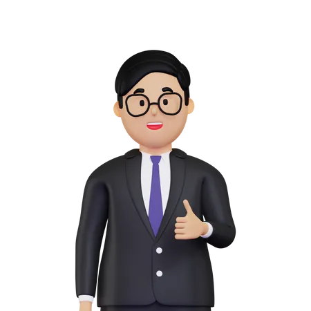 Businessman showing thumbs up  3D Illustration