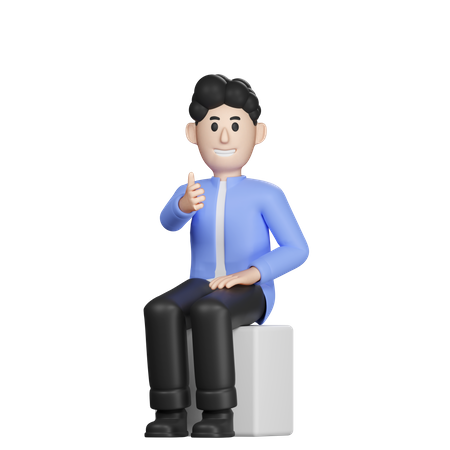 Businessman showing thumbs up  3D Illustration