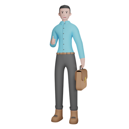 Businessman Showing Thumbs Up  3D Illustration