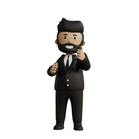 Businessman showing thumbs up  3D Illustration