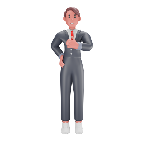 Businessman showing thumbs up  3D Illustration