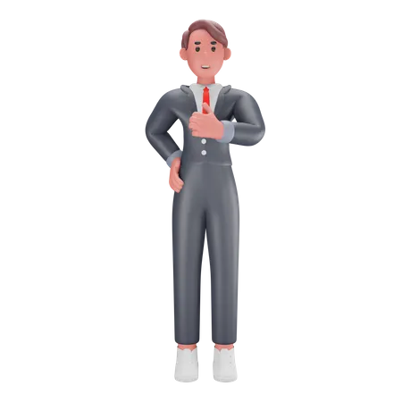 Businessman showing thumbs up  3D Illustration